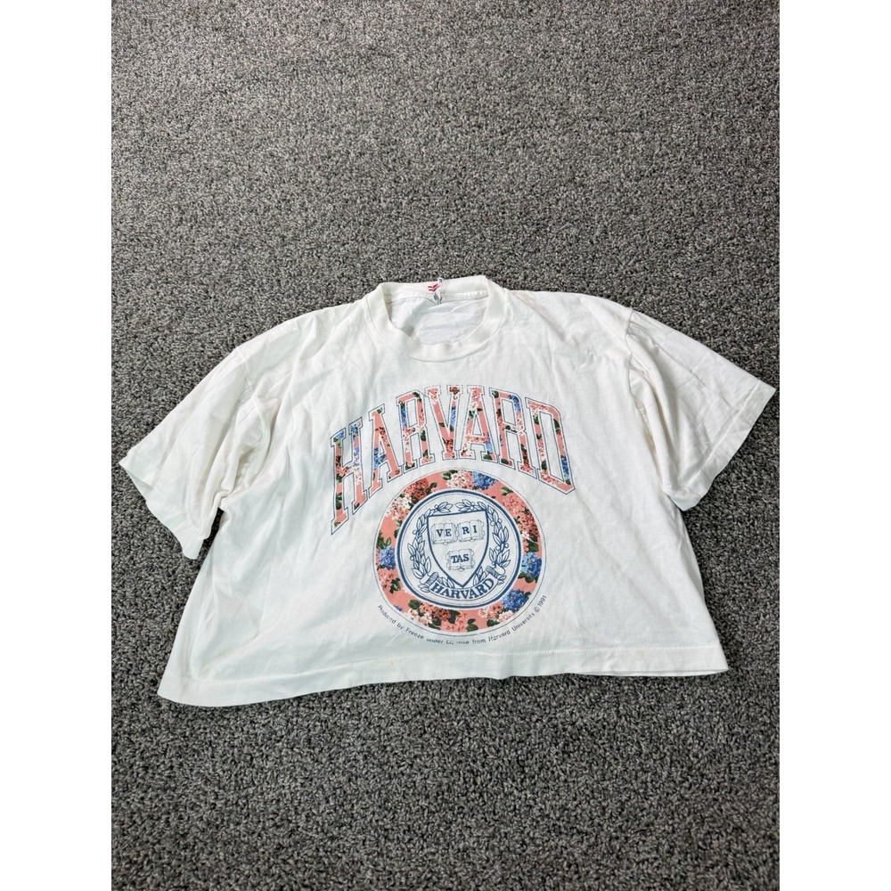 Vintage 90s Harvard University Cropped T Shirt Women's Size One Size White